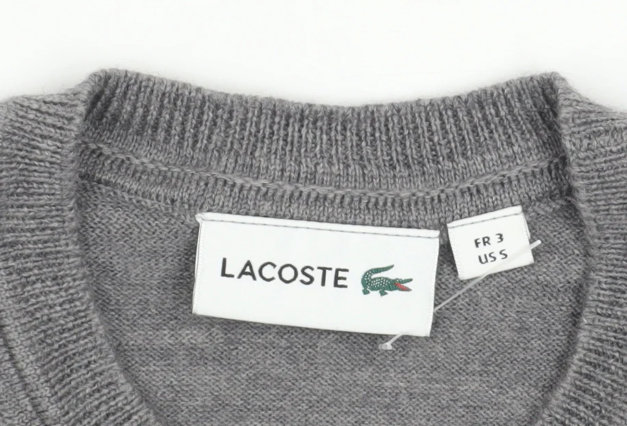 Lacoste Men's Grey Wool Crew Neck Pullover Jumper Size S - Image 4