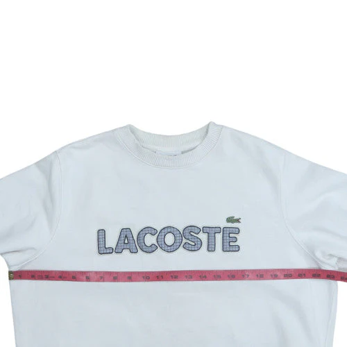 Lacoste Men's White Embroidered Logo Pullover Sweatshirt M - Image 3
