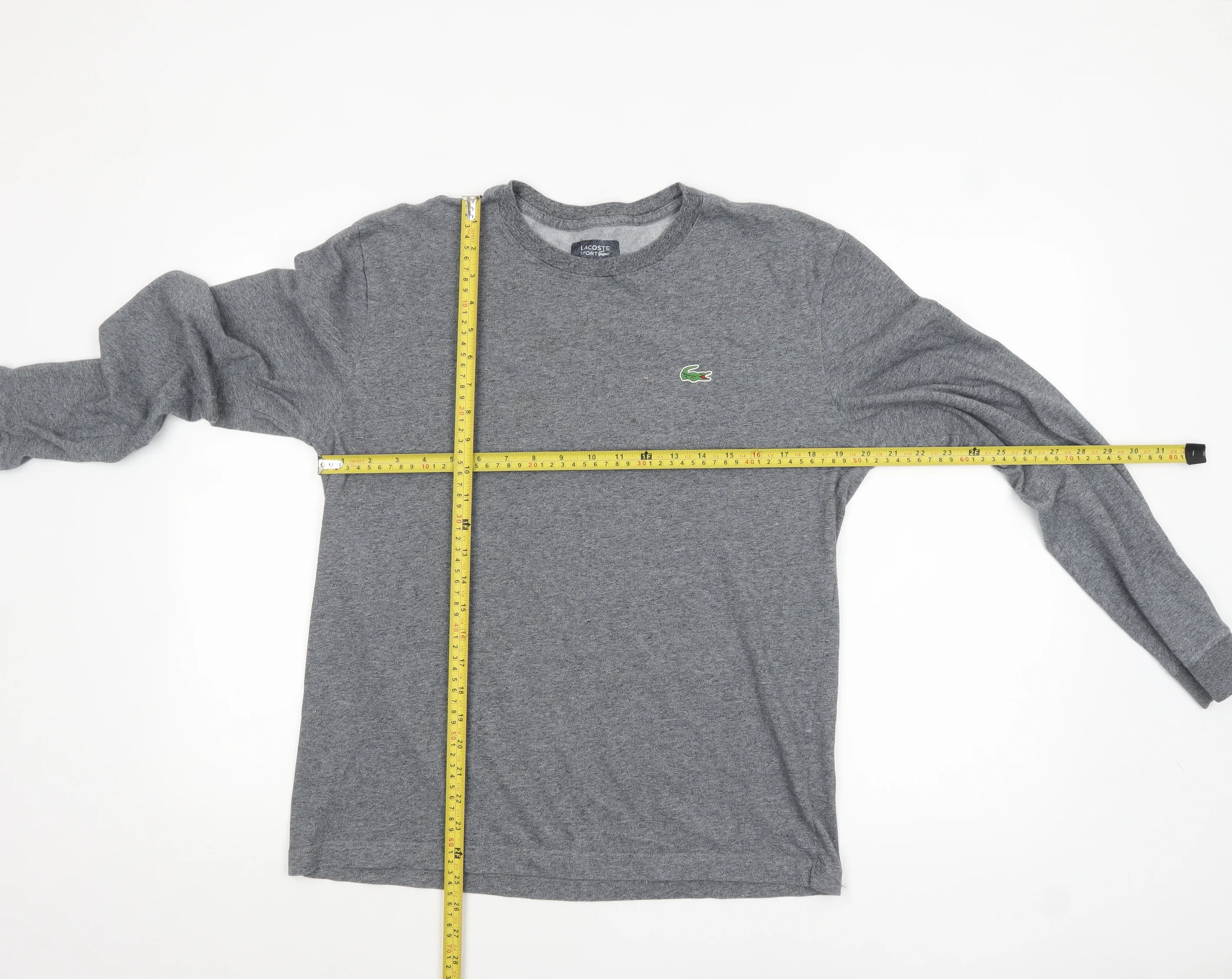 Lacoste Sport Men's Grey Long Sleeve Cotton Top M Regular Fit - Image 2
