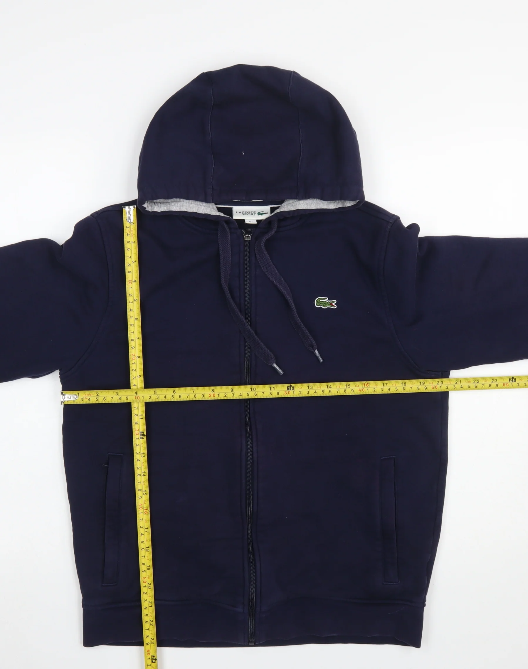 Lacoste Sport Women's Navy Blue Full Zip Hoodie Size M Cotton Blend - Image 2