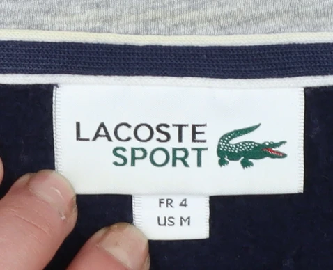 Lacoste Sport Women's Navy Blue Full Zip Hoodie Size M Cotton Blend - Image 4