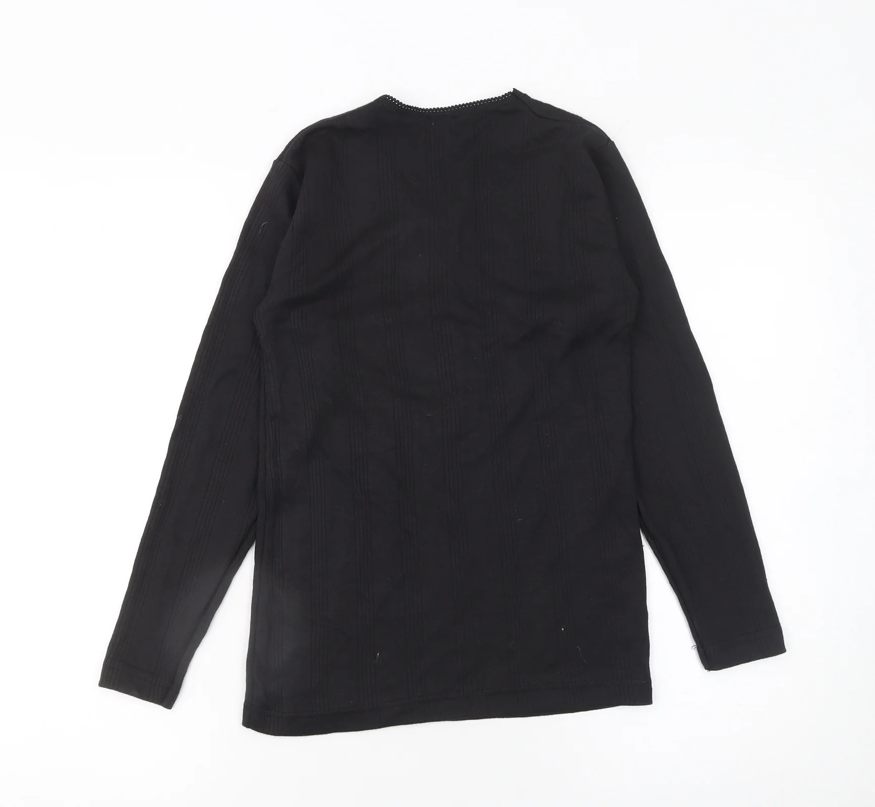 Ladies Thermal Girls Black Long Sleeve V-Neck T-Shirt Size 10-12 Years - Image 3