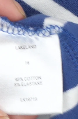 Lakeland Women Blue Striped Shift Dress Size 16 Long Sleeve Nautical - Image 5