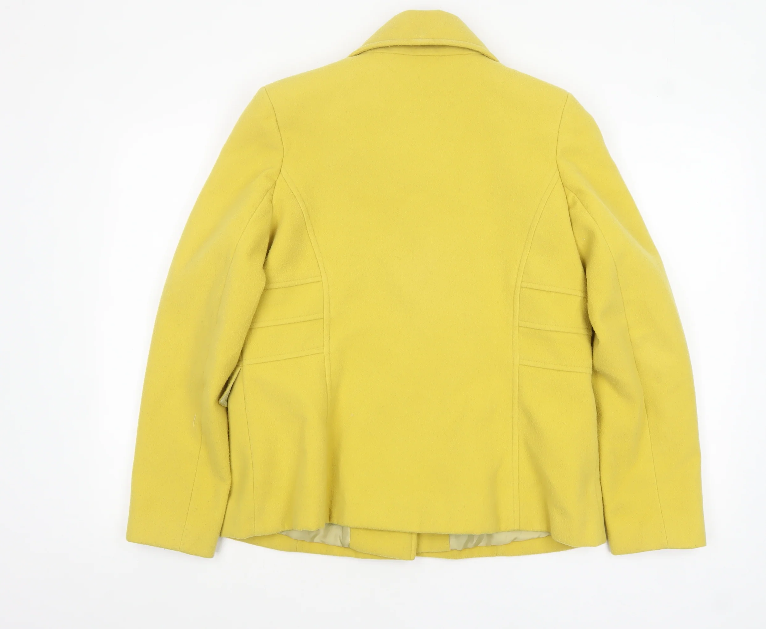 Lakeland Women Yellow Wool Blend Buttoned Mid-Length Coat Size 12 - Image 3