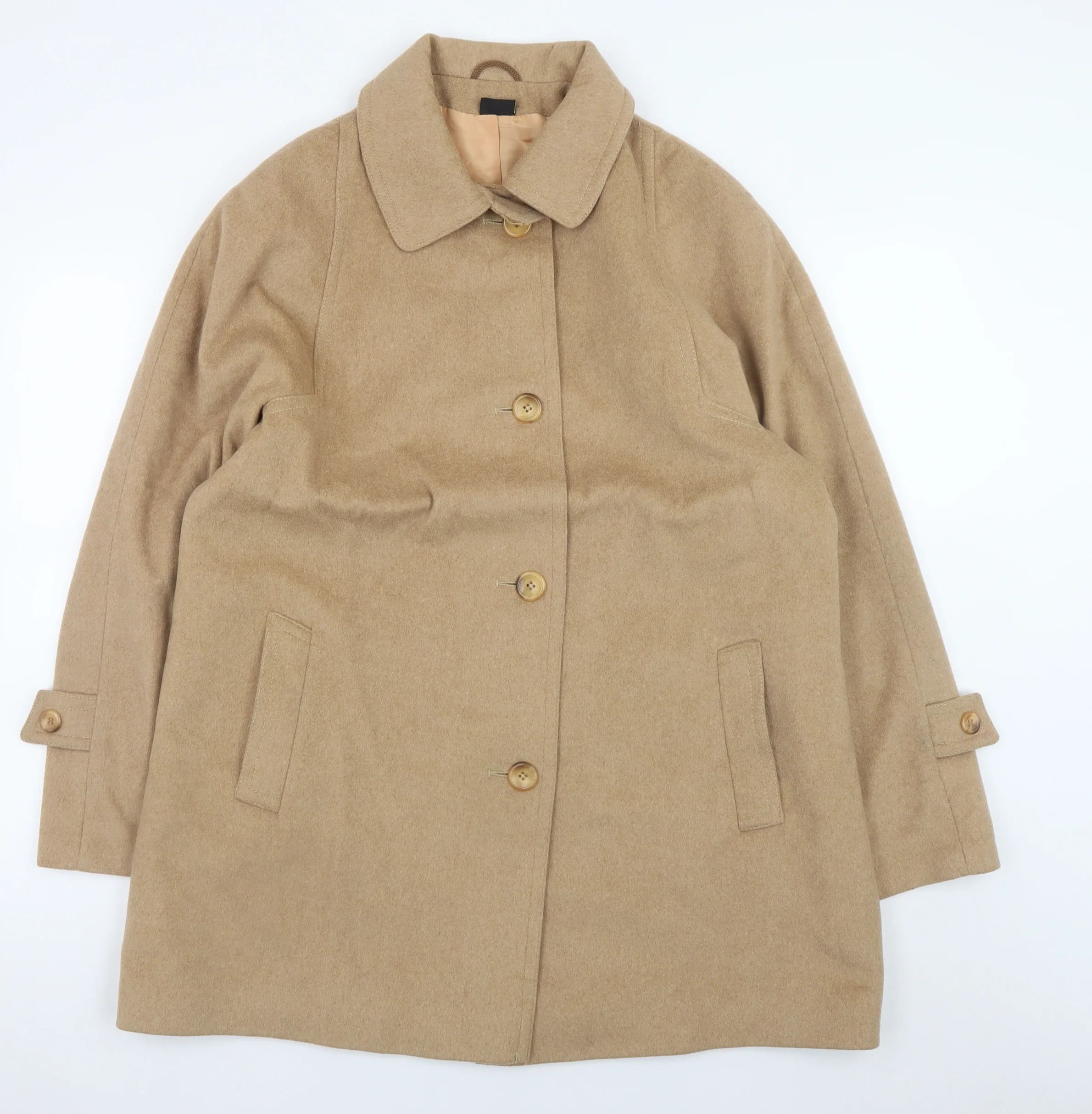 Lampert London Women's Beige Cashmere Wool Overcoat UK 16 Classic Style