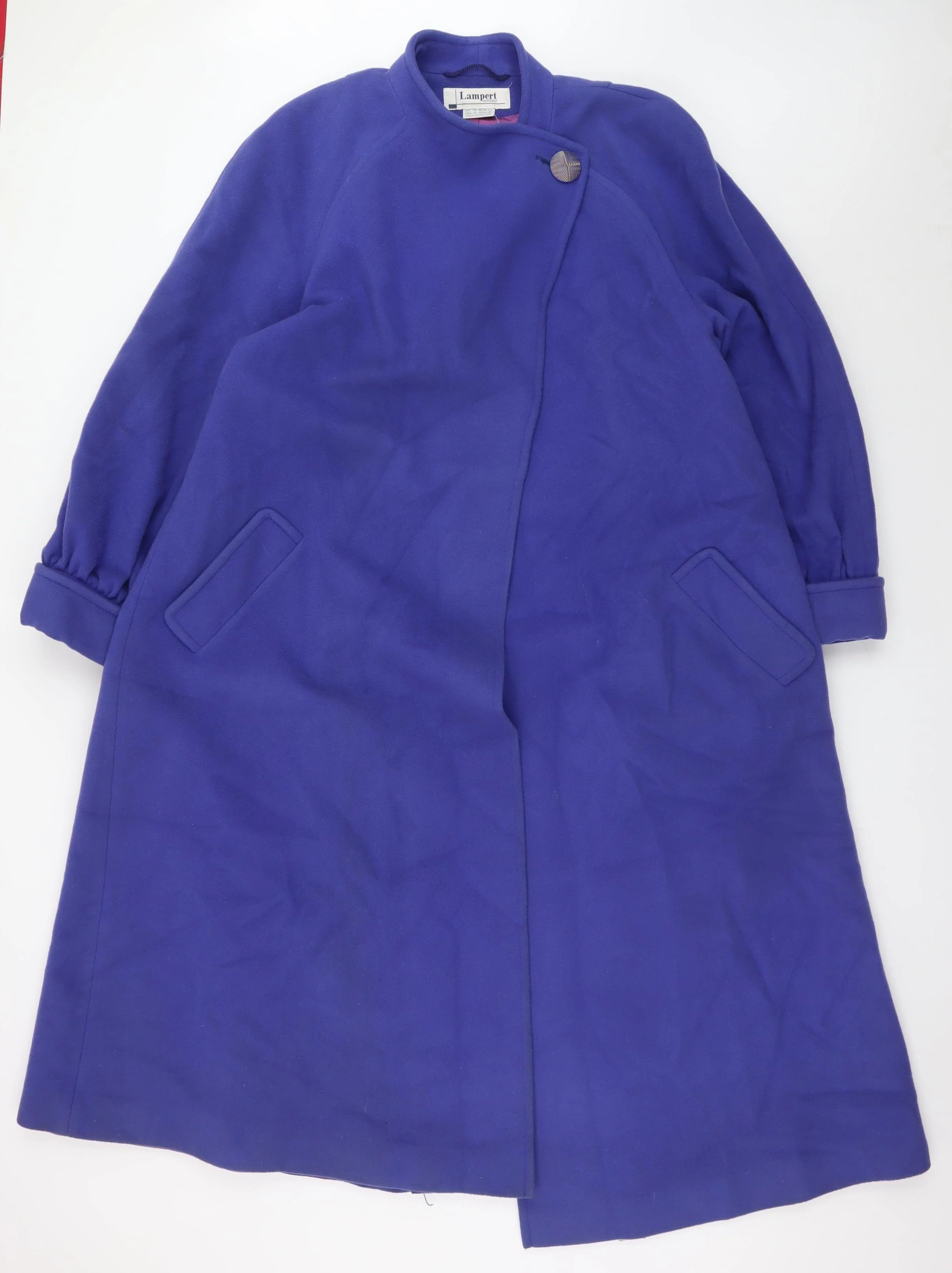 Lampert London Women's Blue Wool Long Overcoat Size 12