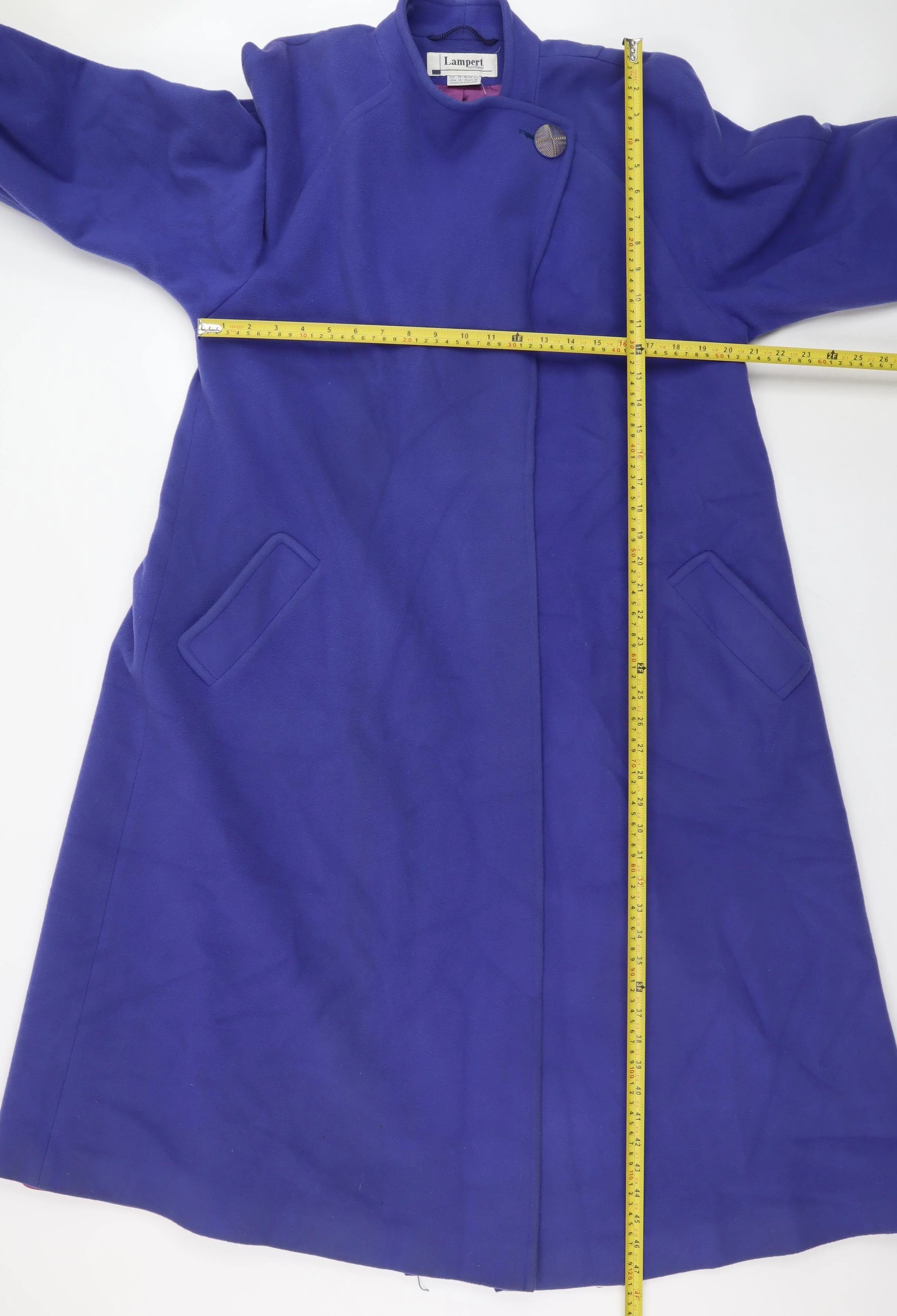 Lampert London Women's Blue Wool Long Overcoat Size 12 - Image 2