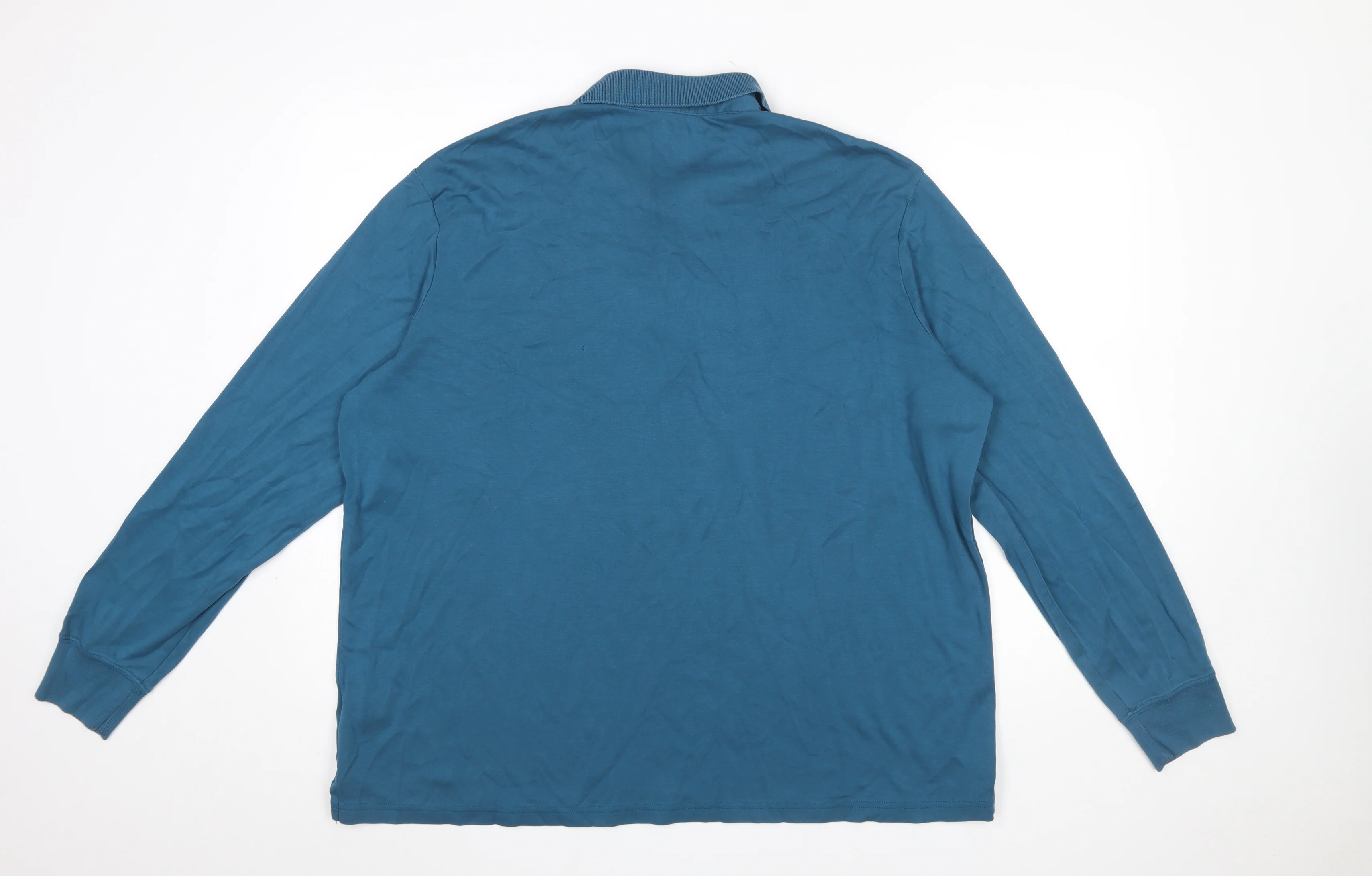 Lands' End Men's Blue Long Sleeve Cotton Polo Shirt XL Classic Fit - Image 3