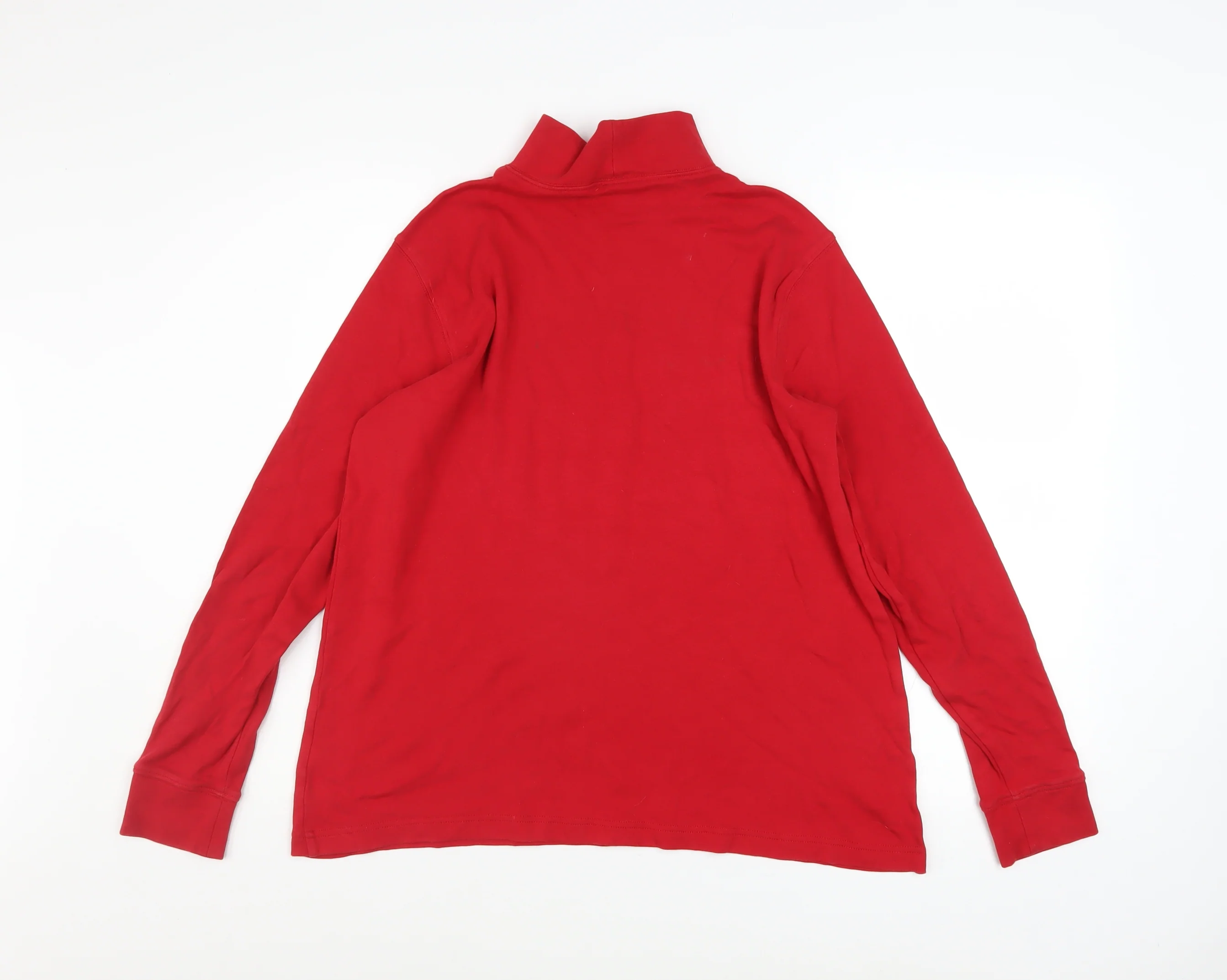 Lands' End Men's Red Relaxed Fit Long Sleeve Roll Neck Cotton Top M - Image 3