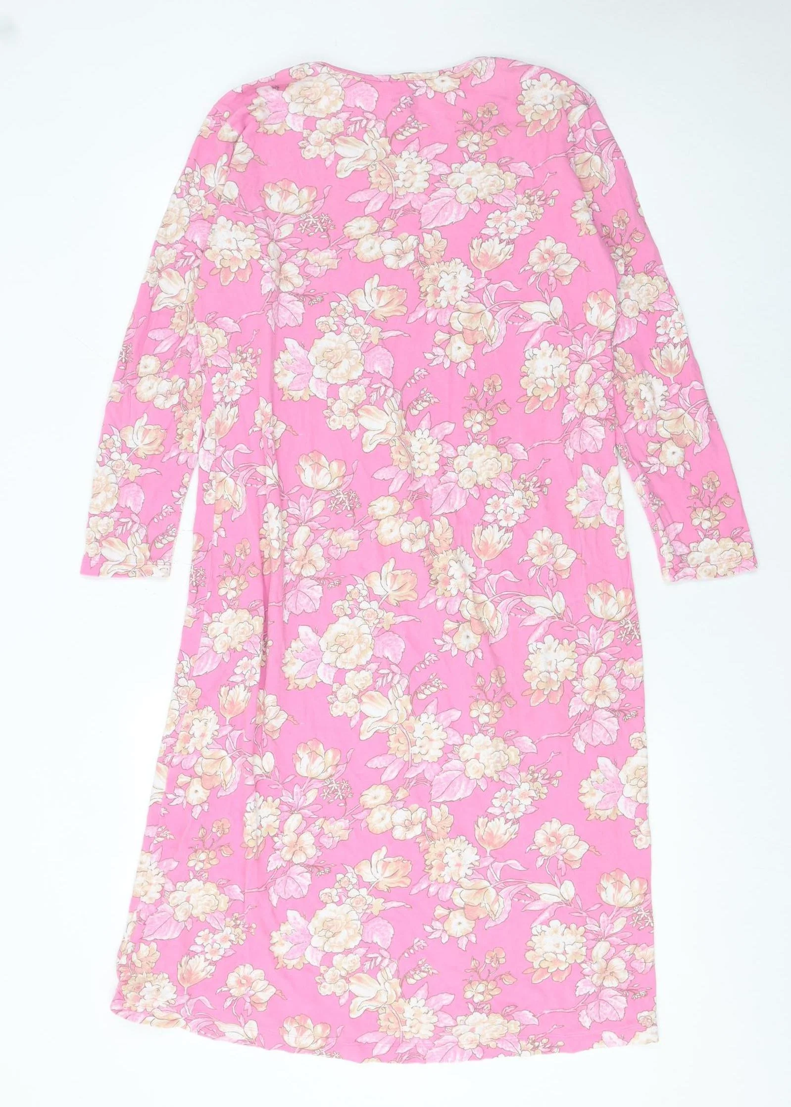 Lands' End Women Pink Floral Cotton Shift Dress Size S - Image 3