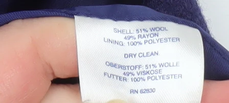 Lands' End Women’s Blue Wool Blend Mid-Length Overcoat Size 14 - Image 5