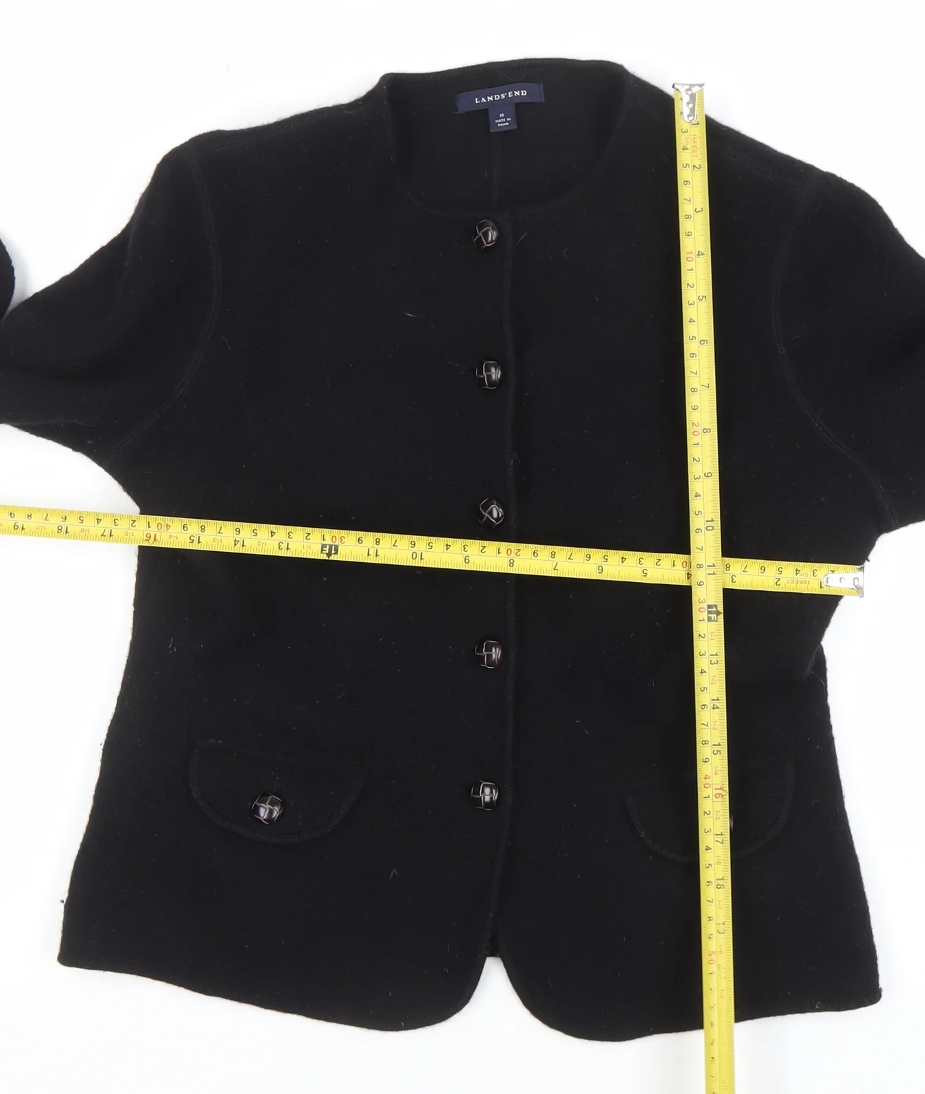 Lands' End Women's Black Wool Blazer Size 10 Classic Mid-Length - Image 2
