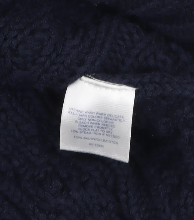 Lands' End Women's Blue Cable-Knit Roll Neck Cotton Jumper L - Image 4