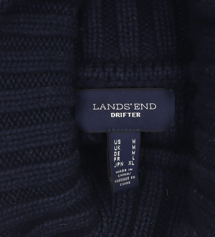 Lands' End Women's Blue Cable-Knit Roll Neck Cotton Jumper L - Image 5
