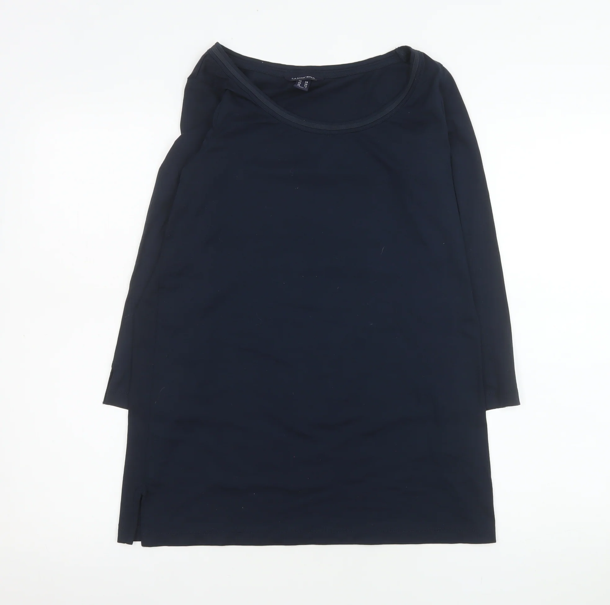 Lands' End Women's Blue Long Sleeve Basic Scoop Neck Top XS