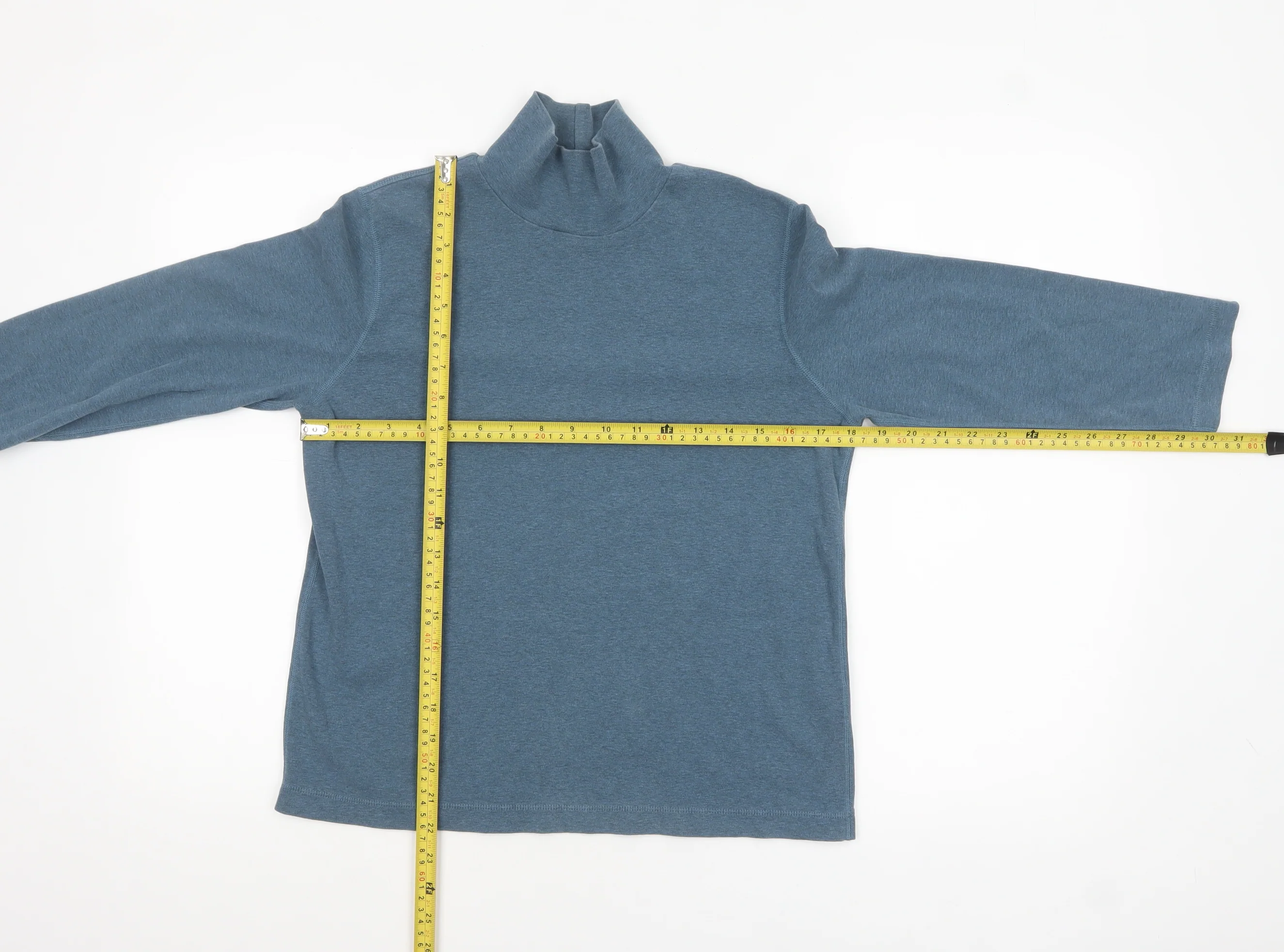 Lands' End Women's Blue Long Sleeve Roll Neck Cotton Top Size S - Image 2