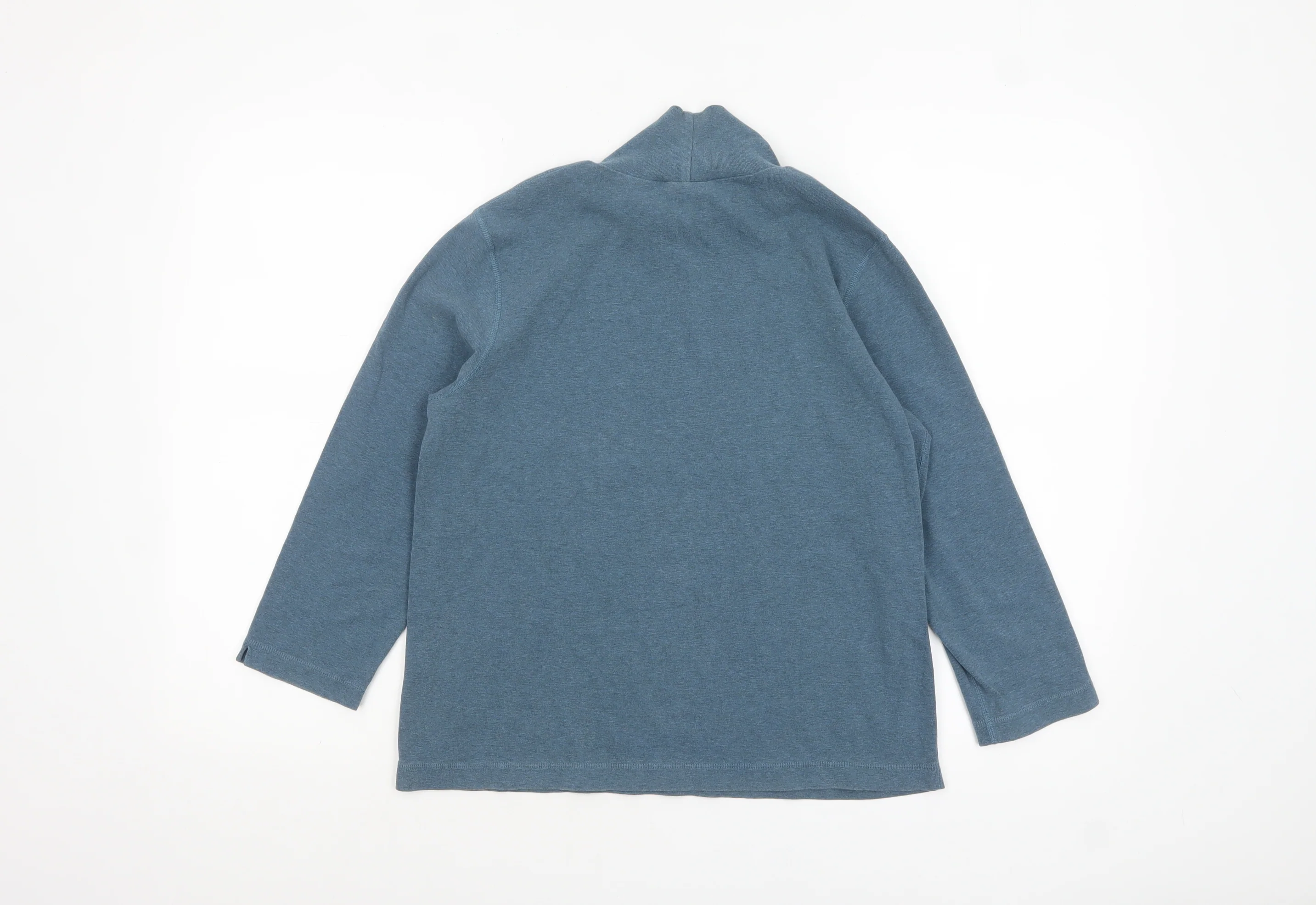 Lands' End Women's Blue Long Sleeve Roll Neck Cotton Top Size S - Image 3