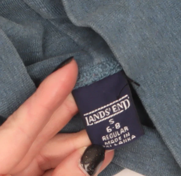 Lands' End Women's Blue Long Sleeve Roll Neck Cotton Top Size S - Image 4
