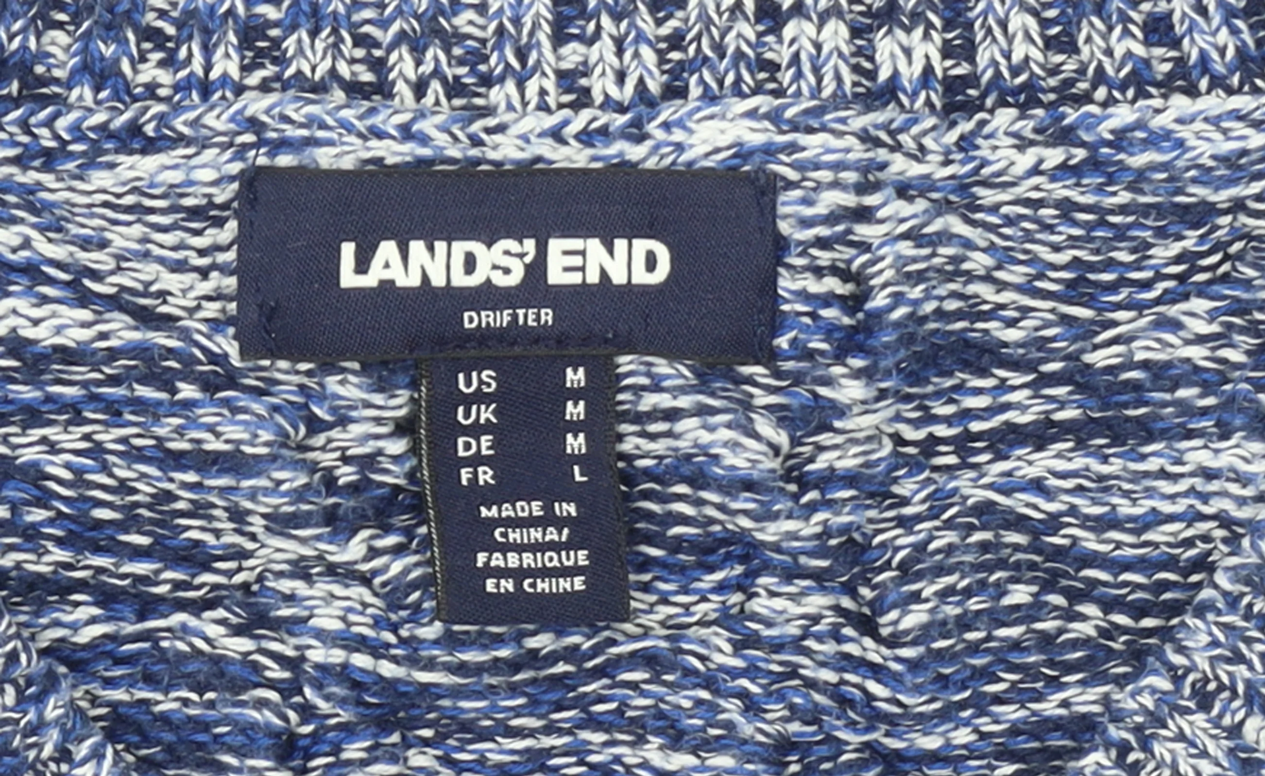 Lands' End Women's Blue V-Neck Cotton Knit Jumper Size M - Image 4