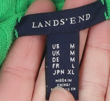 Lands' End Women's Green Cable-Knit Cardigan M V-Neck Classic Fit - Image 4