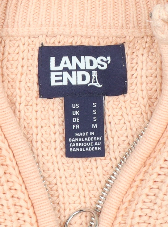 Lands' End Women's Pink Cotton 1/4 Zip High Neck Jumper Size S - Image 4