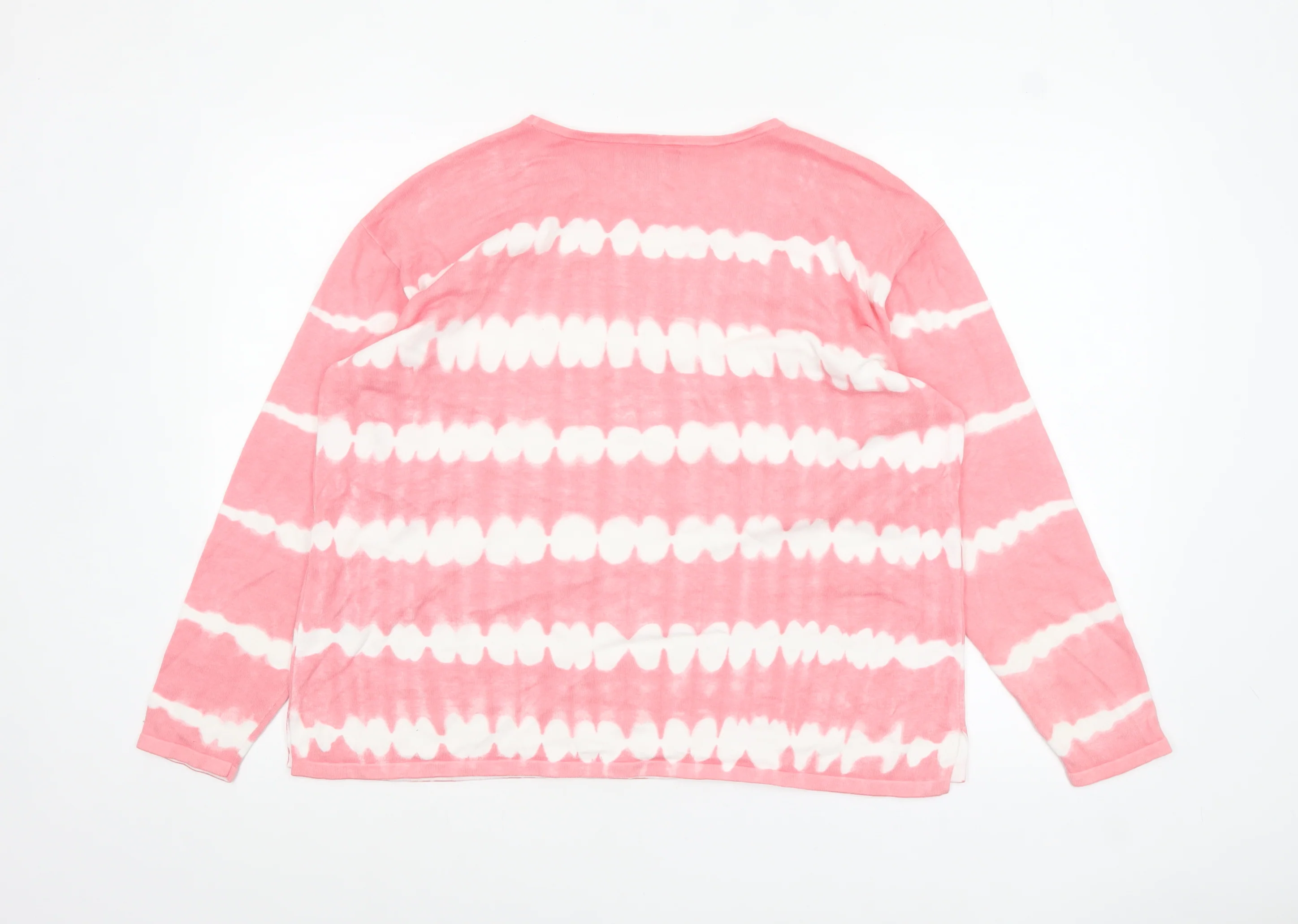 Lands' End Womens Pink Tie Dye Long Sleeve Cotton T-Shirt L - Image 3