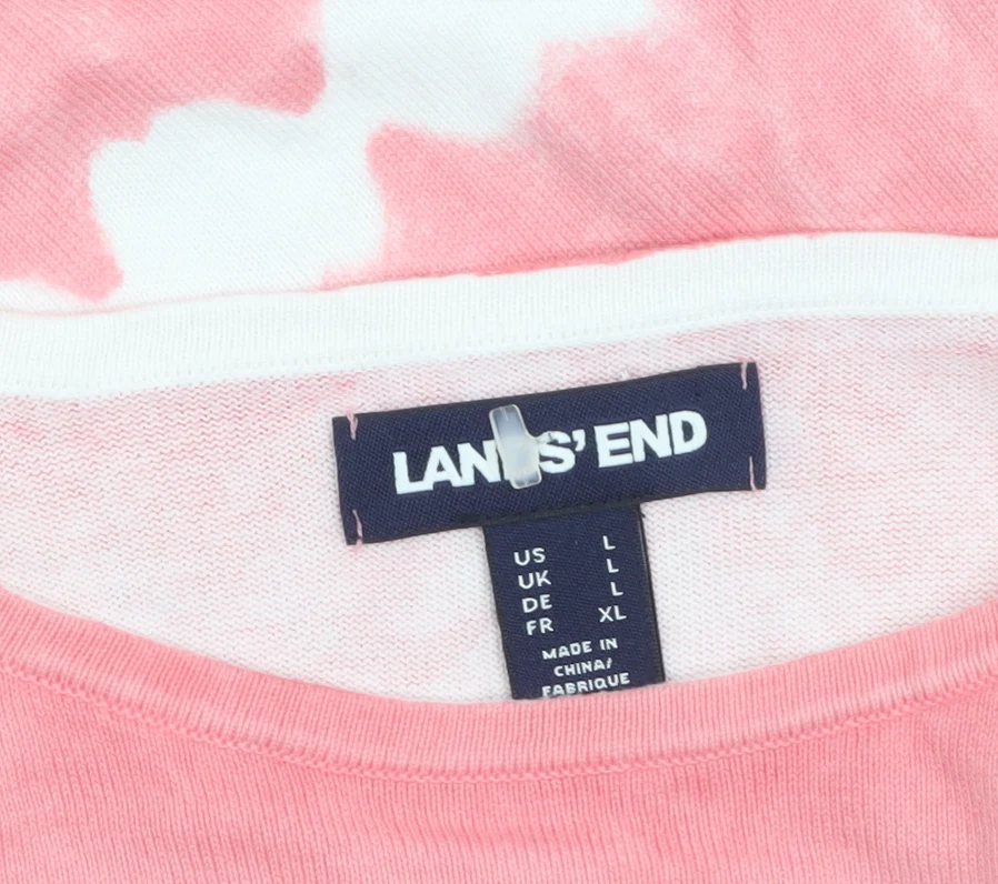 Lands' End Womens Pink Tie Dye Long Sleeve Cotton T-Shirt L - Image 5