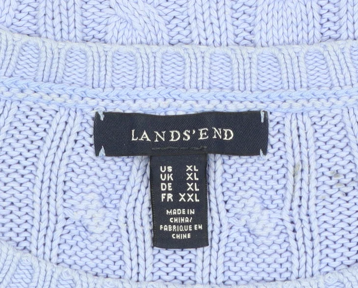 Lands' End Women's Purple Cable-Knit Cotton Jumper XL - Image 4