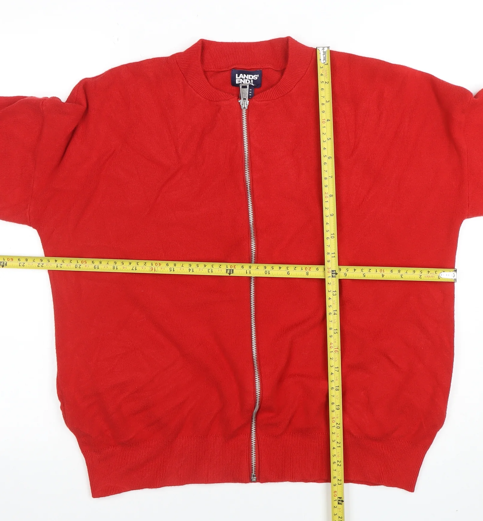 Lands' End Women's Red Full Zip Knit Jumper Size L - Image 2