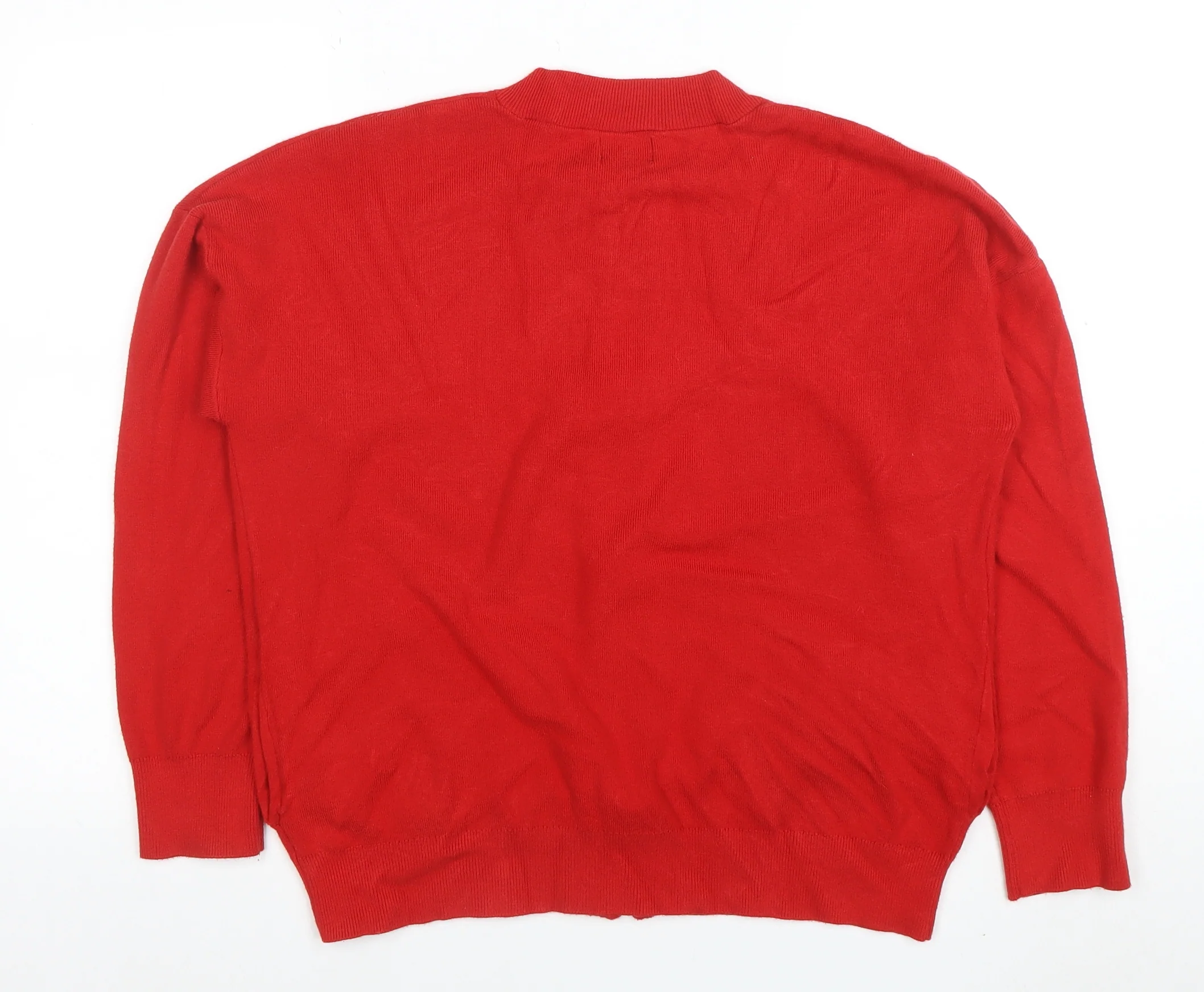 Lands' End Women's Red Full Zip Knit Jumper Size L - Image 3