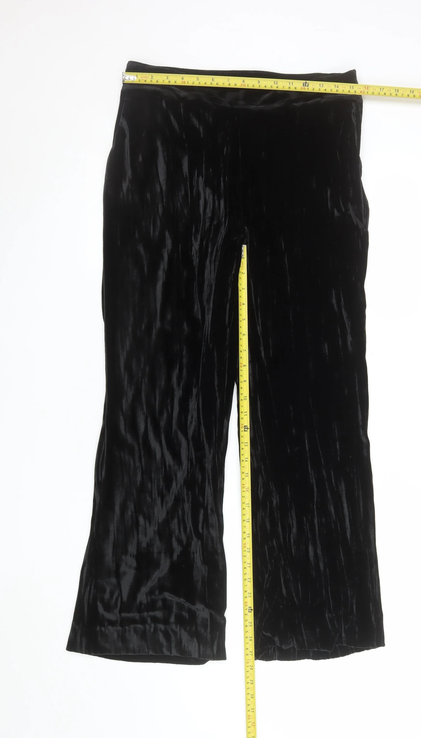 Lanidor Women’s Black Velvet Wide-Leg Trousers Size 12 - Image 2