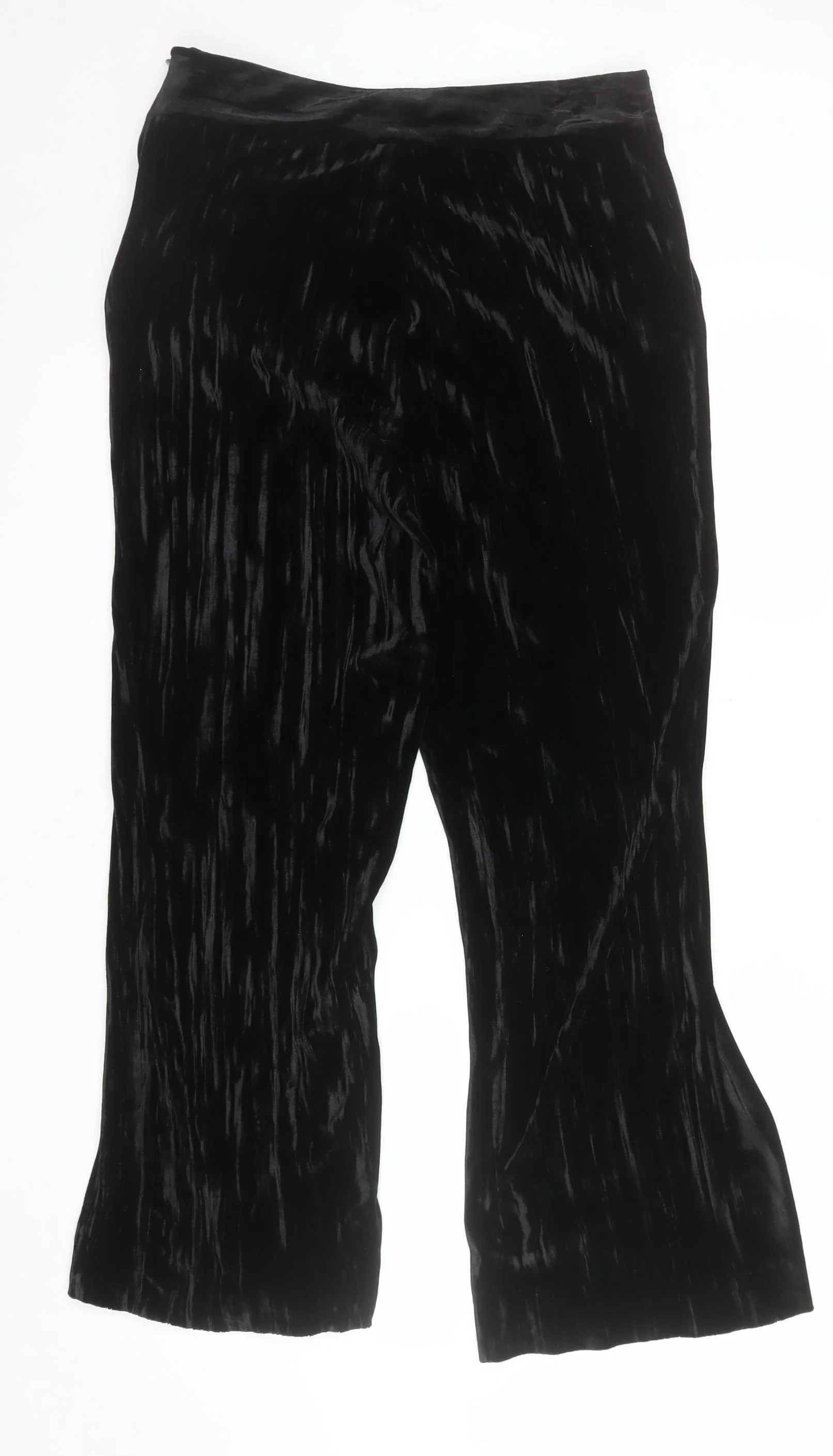 Lanidor Women’s Black Velvet Wide-Leg Trousers Size 12 - Image 3