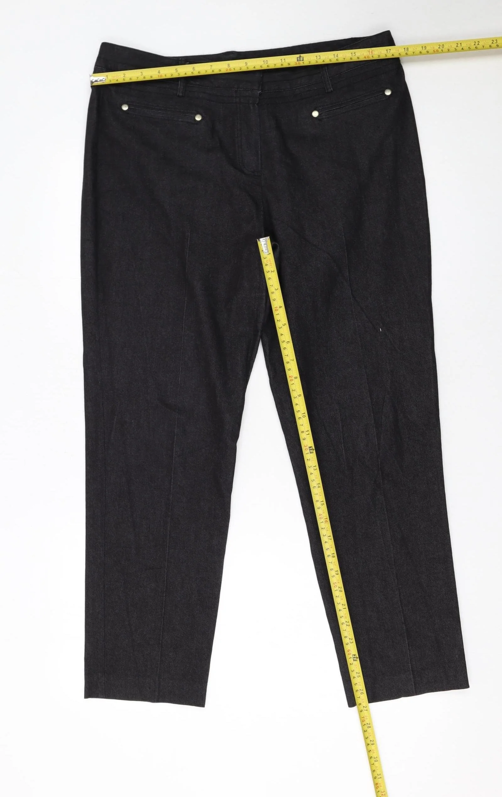 Larry Levine Black Stretch Cotton Blend Women's Straight Trousers Size 12 - Image 2