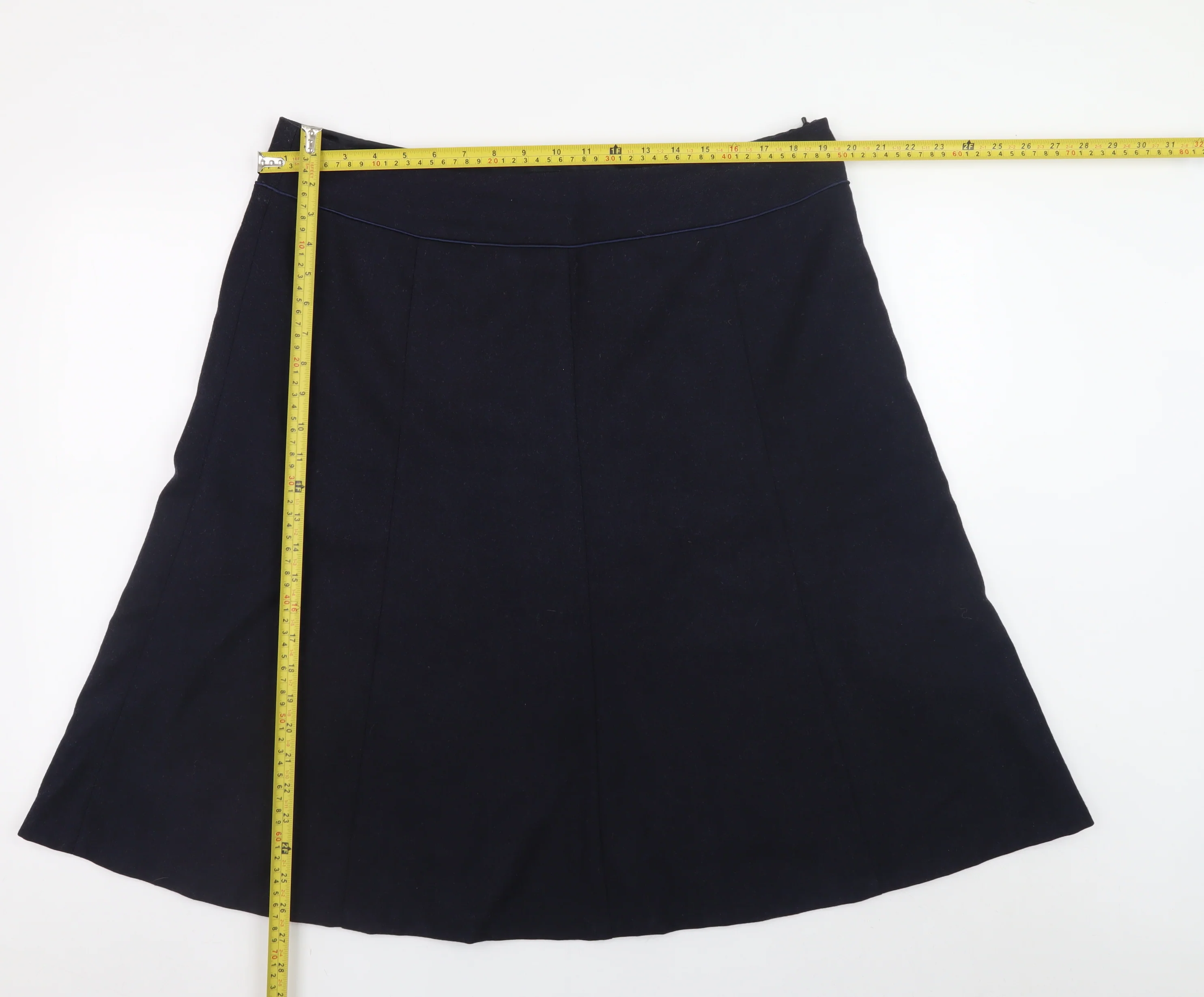 Laura Ashley Women Black Wool A-Line Knee Length Skirt UK18 - Image 2