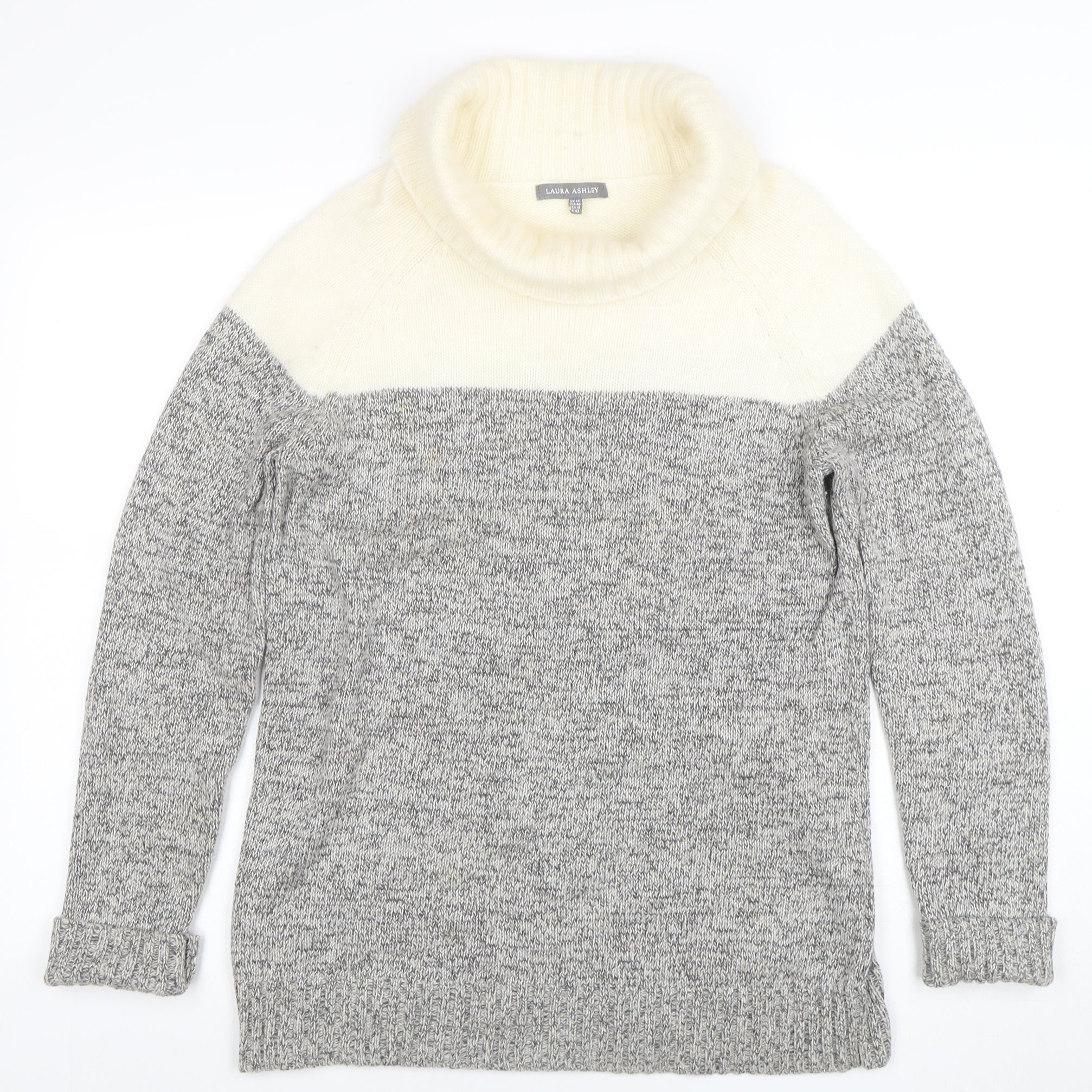 Laura Ashley Women Grey Roll Neck Angora Blend Jumper Size 14