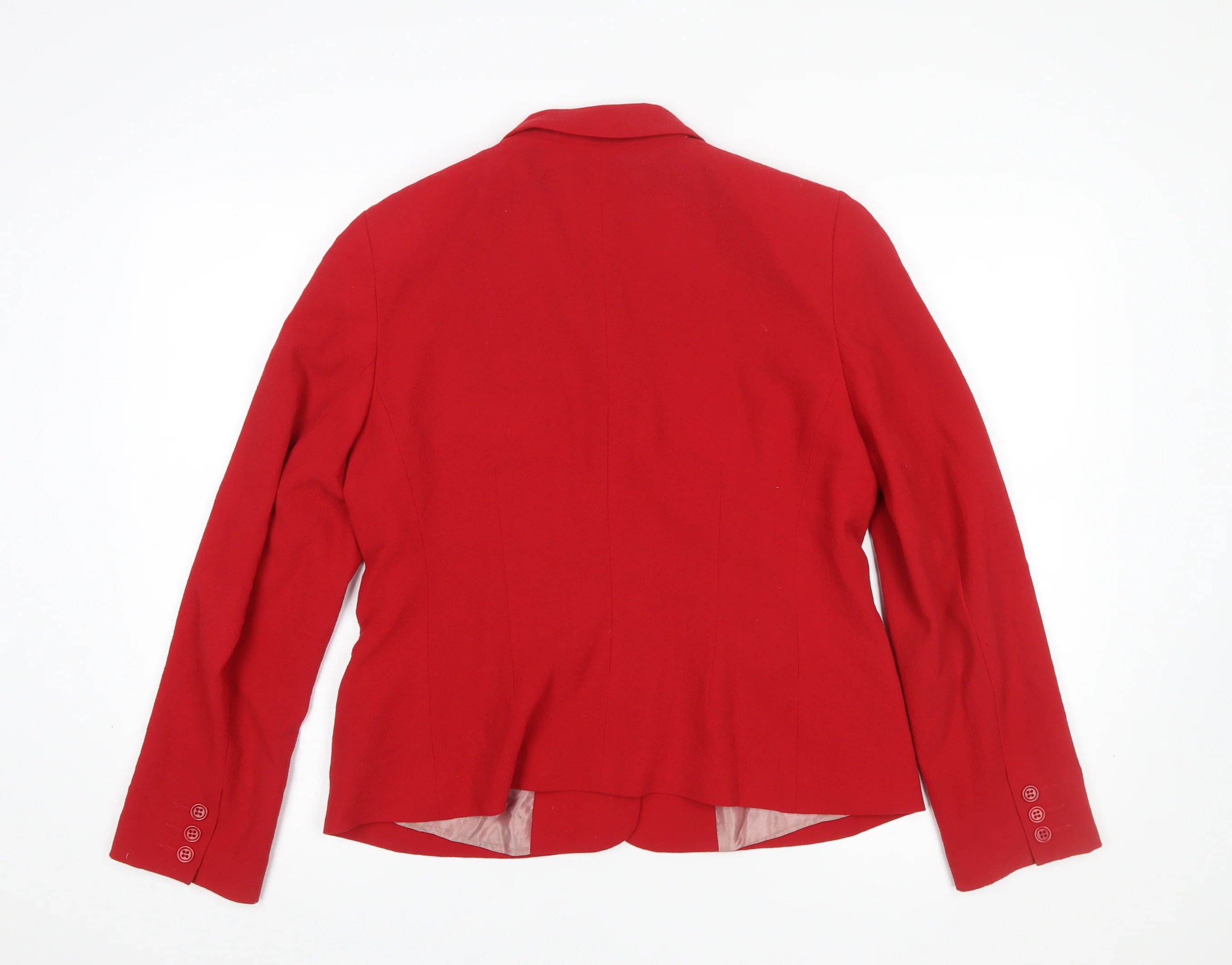Laura Ashley Women Red Wool Single-Breasted Blazer UK 14 - Image 3