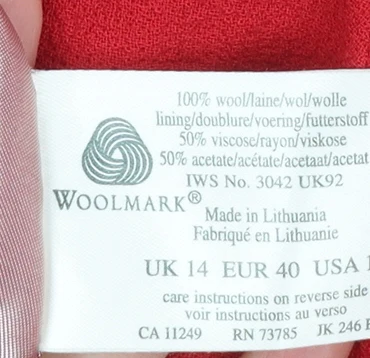 Laura Ashley Women Red Wool Single-Breasted Blazer UK 14 - Image 5