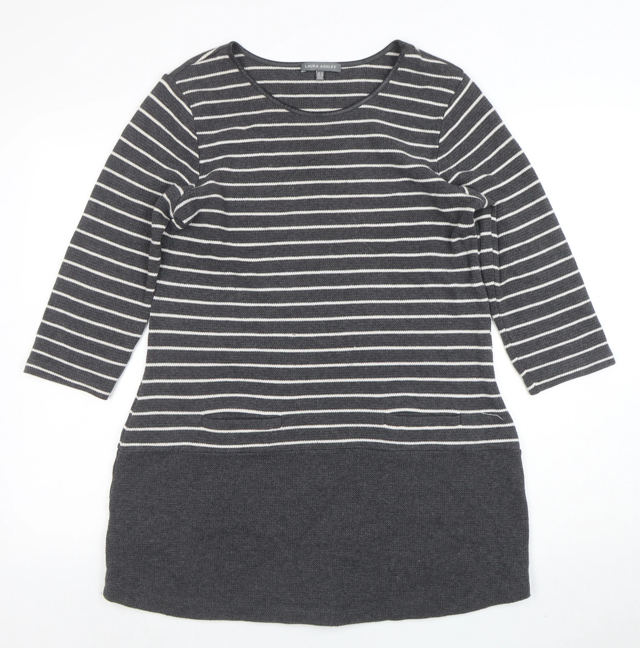 Laura Ashley Women’s Grey Striped Knit Shift Dress Size 12