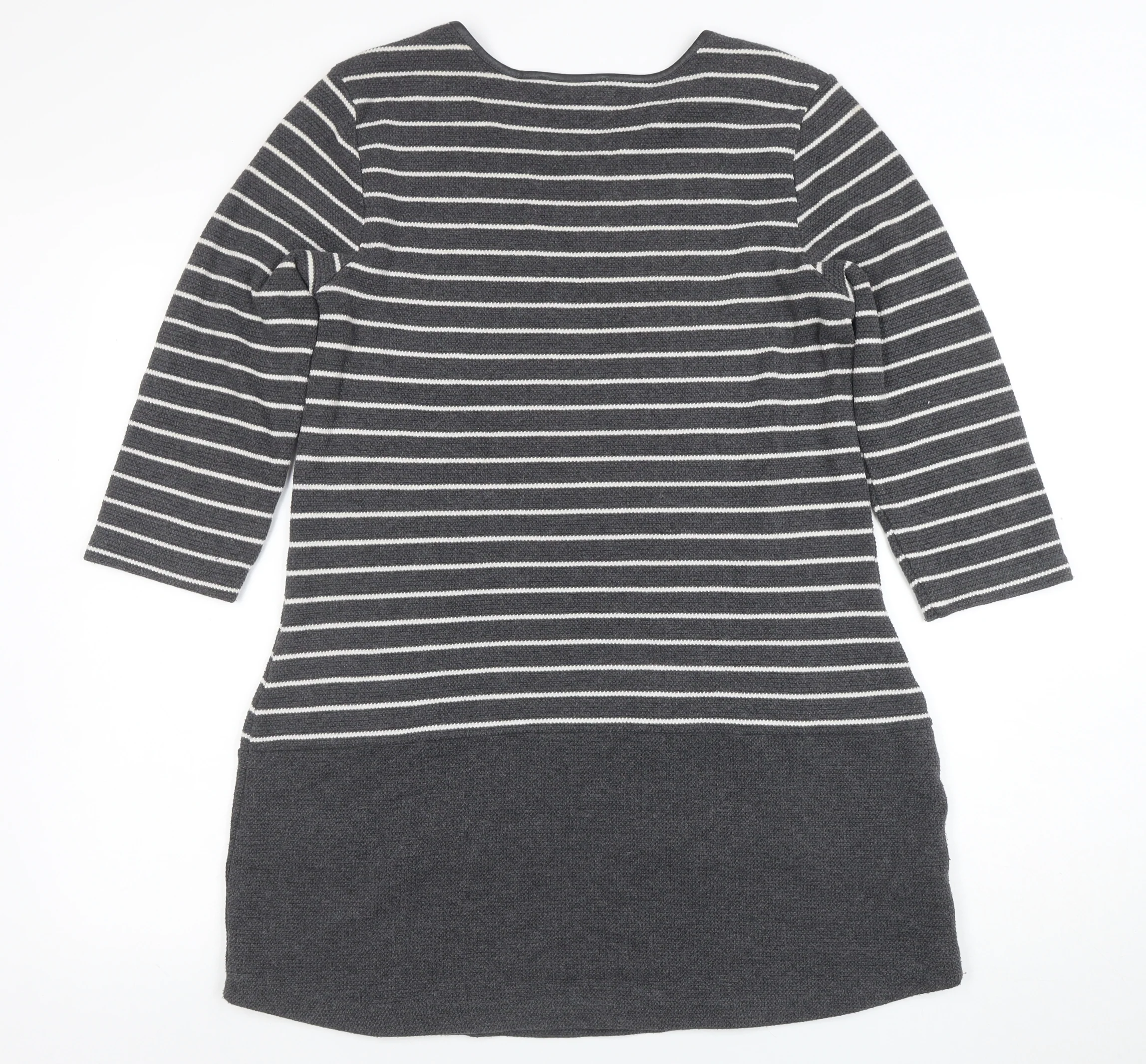 Laura Ashley Women’s Grey Striped Knit Shift Dress Size 12 - Image 3