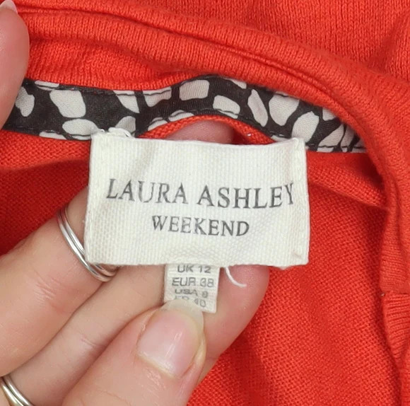 Laura Ashley Women’s Red Wrap Blouse UK 12 Cotton Jersey 3/4 Sleeve - Image 4