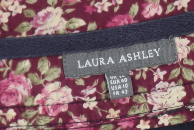 Laura Ashley Women's Blue Cotton Blend Pinstripe Knee Length Pencil Skirt Size 14 - Image 5