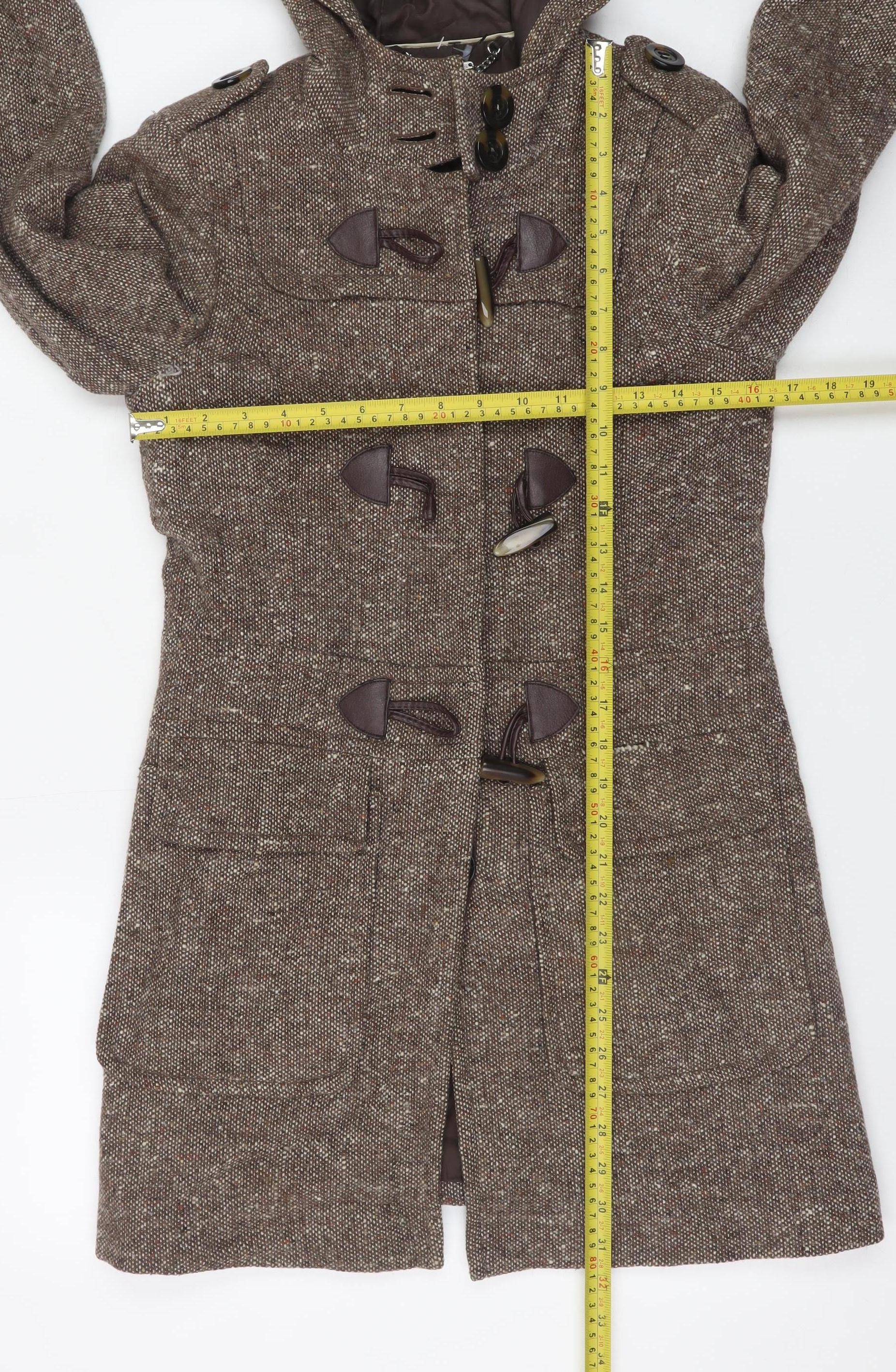 Laura Ashley Women's Brown Wool Blend Duffle Coat Size 8 - Image 2