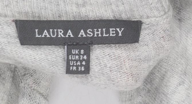 Laura Ashley Womens Grey Roll Neck Jumper UK 8 Long Sleeve Lightweight Knit - Image 4