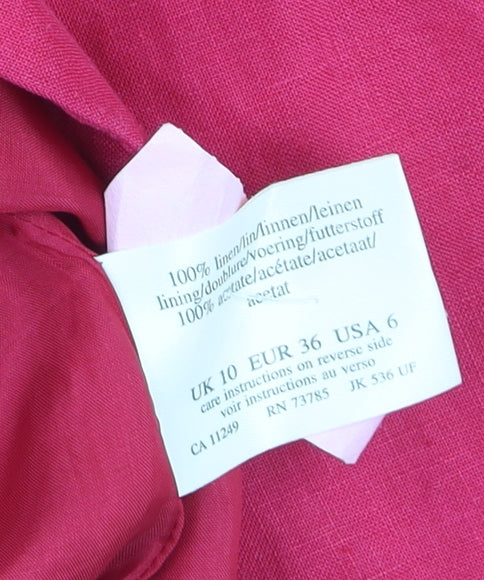 Laura Ashley Women's Pink Linen Blazer Size 10 Tailored Jacket - Image 4