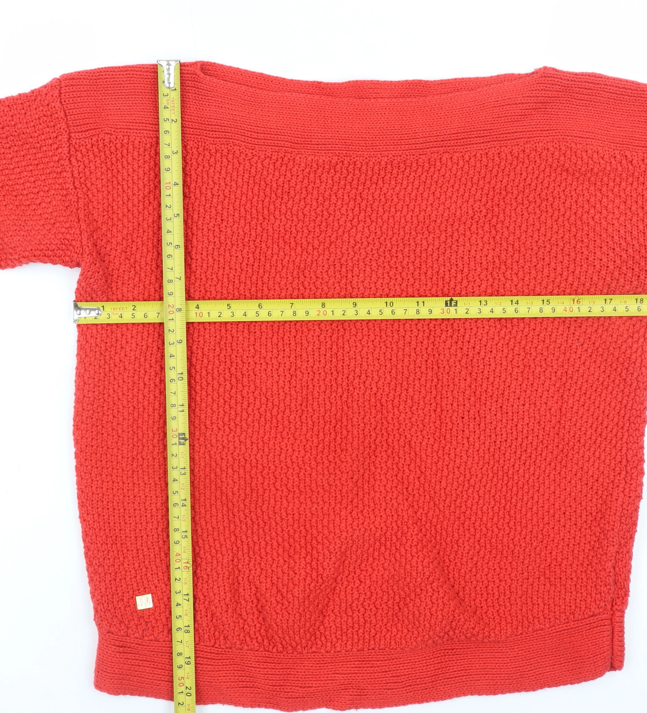 Lauren Ralph Lauren Women Red Cotton Knit Jumper Size S Classic Pullover - Image 2