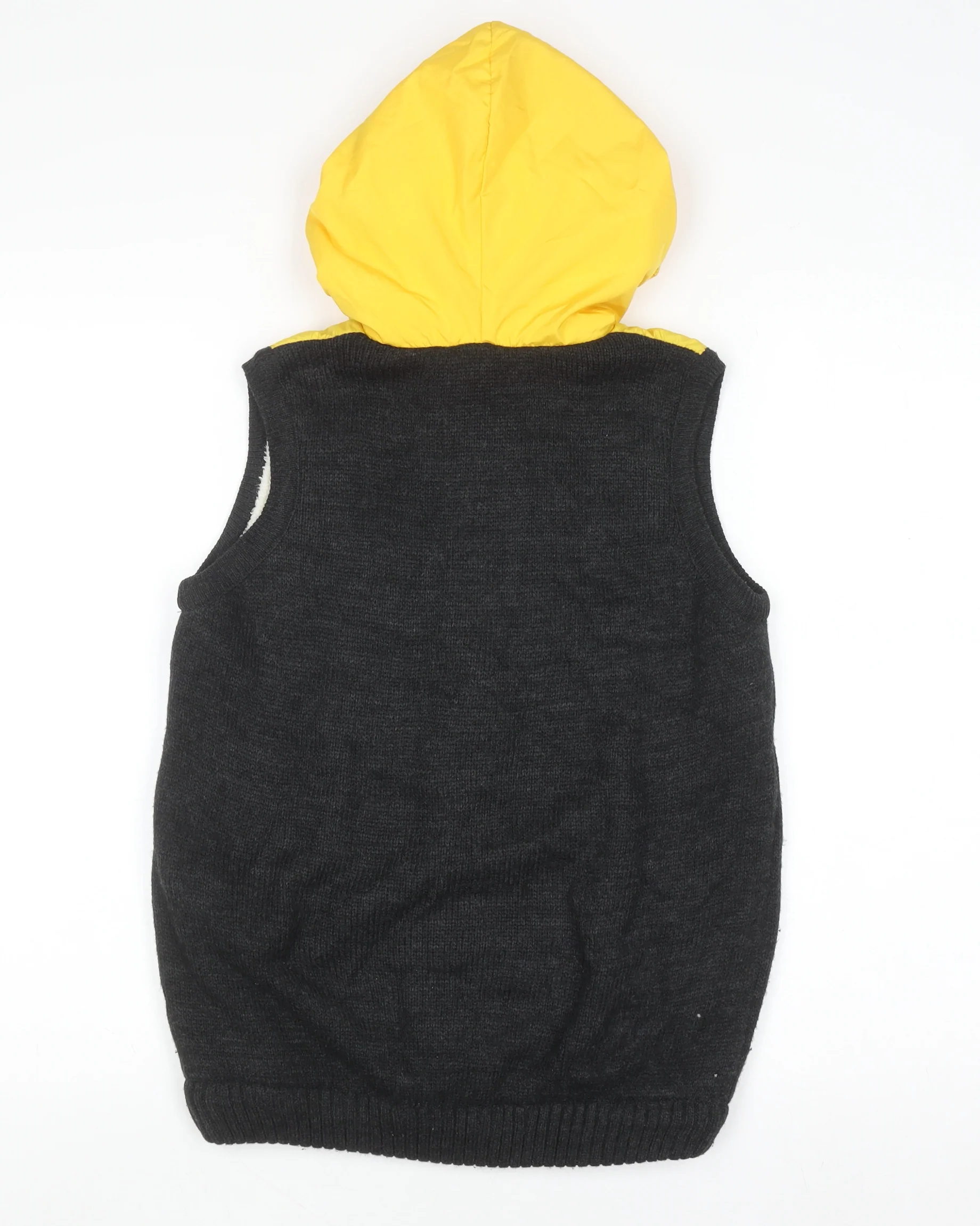 LC Waikiki Boys Yellow & Grey Hooded Bodywarmer Gilet 10-11 Years Lined Zip - Image 3