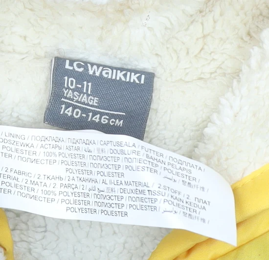 LC Waikiki Boys Yellow & Grey Hooded Bodywarmer Gilet 10-11 Years Lined Zip - Image 4