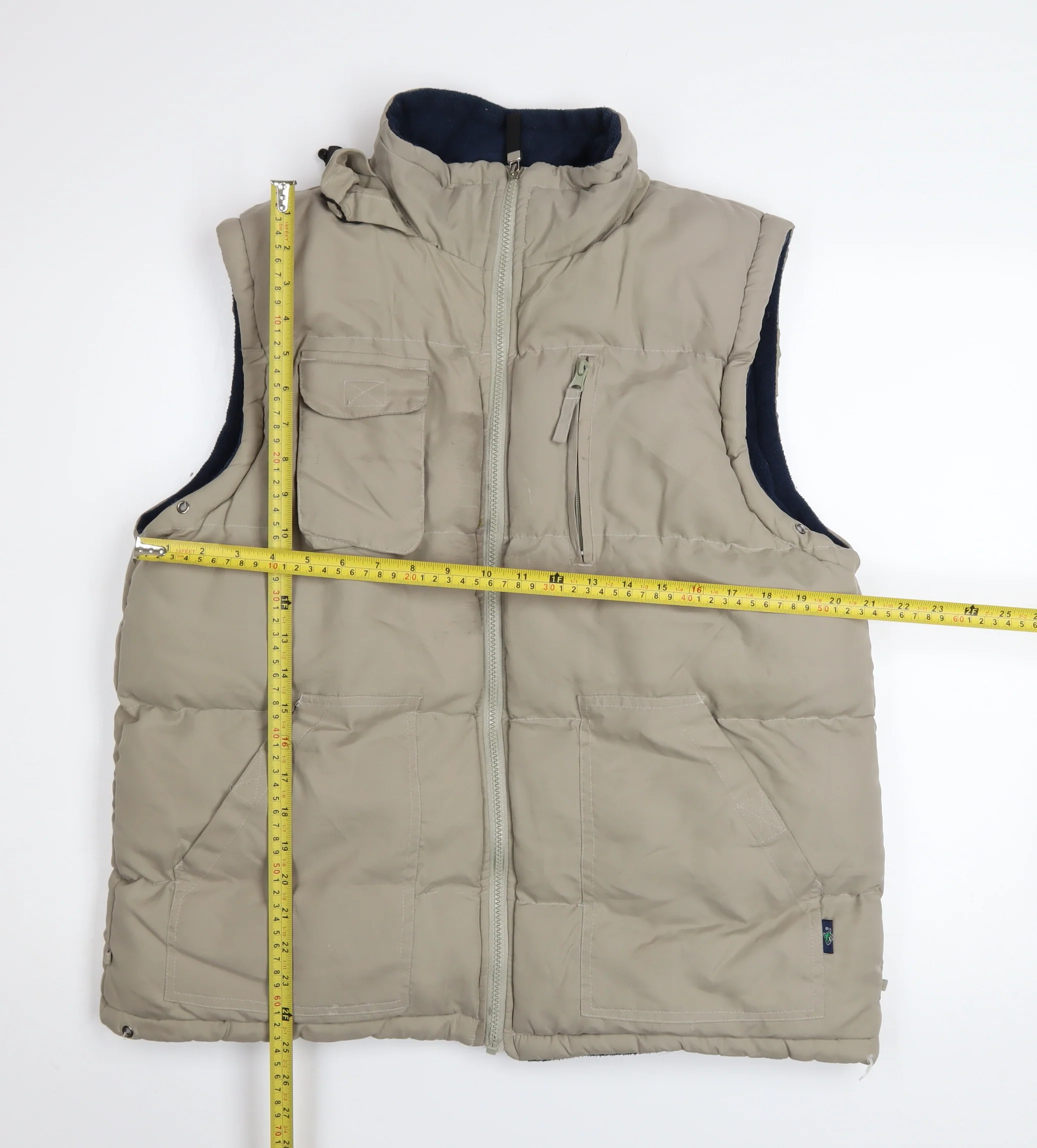 Le Shark Men's Beige Puffer Waistcoat M Polyester Lined Outdoor Zip Vest - Image 2