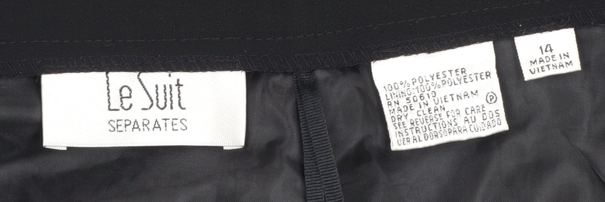 Le Suit Women’s Black Dress Pants Size 14 Wide-Leg Polyester Trousers - Image 4