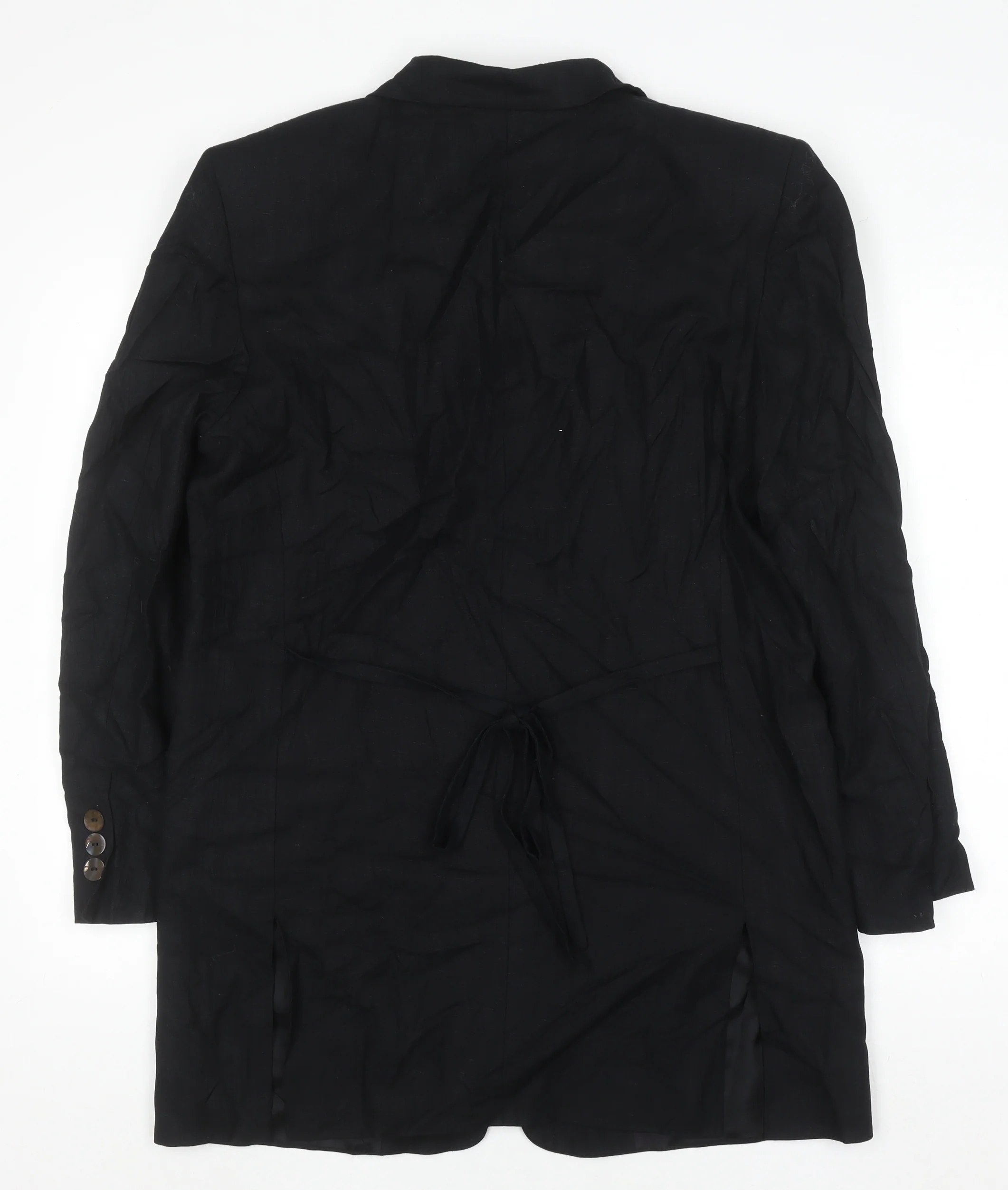 Lecomte Women's Black Linen Long Blazer Size 10 - Image 3